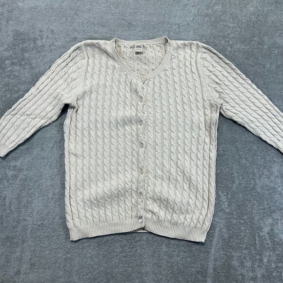 Vintage High Sierra Button Up Cardigan Sweater Womens Medium Cable Knit Cotton - Picture 1 of 10